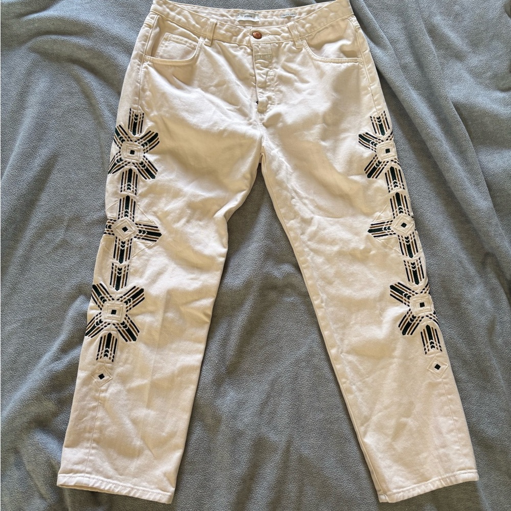 Closed Cream Trousers with Black Accents